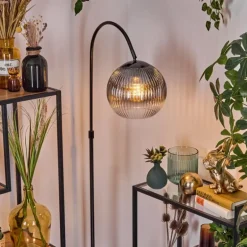 Koyoto Lampadaire Chrome, Noir, 1 lumière