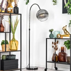 Koyoto Lampadaire Chrome, Noir, 1 lumière