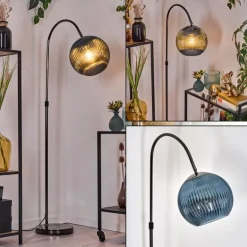 Koyoto Lampadaire Chrome, Noir, 1 lumière