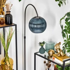 Koyoto Lampadaire Chrome, Noir, 1 lumière