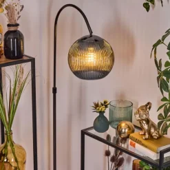 Koyoto Lampadaire Chrome, Noir, 1 lumière