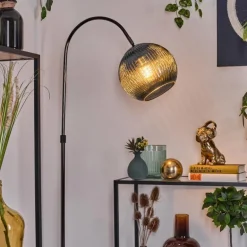 Koyoto Lampadaire Chrome, Noir, 1 lumière