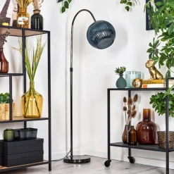 Koyoto Lampadaire Chrome, Noir, 1 lumière