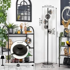 Koyoto Lampadaire Clair, Fumé, 5 lumières