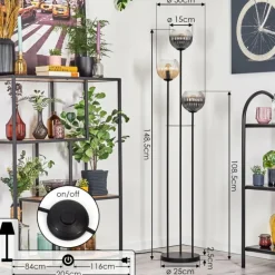 Koyoto Lampadaire Noir, 3 lumières