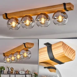 Koyoto Plafonnier, Boule lumineuse Écru, Noir, 4 lumières