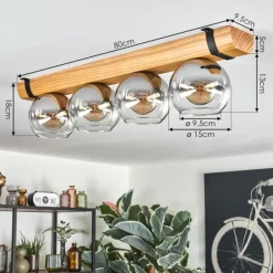 Koyoto Plafonnier, Boule lumineuse Écru, Noir, 4 lumières