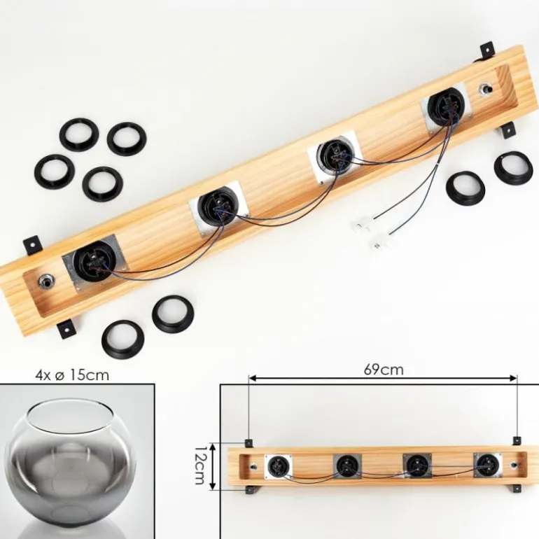 Koyoto Plafonnier, Boule lumineuse Écru, Noir, 4 lumières