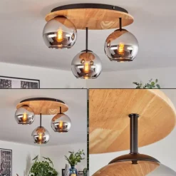 Koyoto Plafonnier, Boule lumineuse 40 cm Écru, Noir, 3 lumières