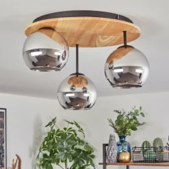 Koyoto Plafonnier, Boule lumineuse 40 cm Écru, Noir, 3 lumières