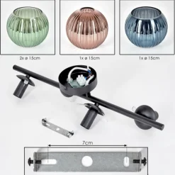 Koyoto Plafonnier, Boule lumineuse Bleu, Vert, Cuivré, 4 lumières