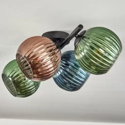 Koyoto Plafonnier, Boule lumineuse Bleu, Vert, Cuivré, 4 lumières