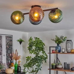 Koyoto Plafonnier, Boule lumineuse Bleu, Vert, Cuivré, 4 lumières