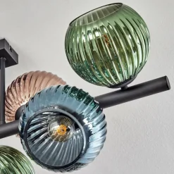 Koyoto Plafonnier, Boule lumineuse Bleu, Vert, Cuivré, 8 lumières