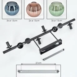 Koyoto Plafonnier, Boule lumineuse Bleu, Vert, Cuivré, 8 lumières