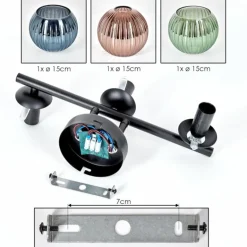 Koyoto Plafonnier, Boule lumineuse Bleu, Vert, Cuivré, 3 lumières