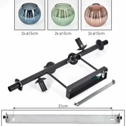 Koyoto Plafonnier, Boule lumineuse Bleu, Vert, Cuivré, 6 lumières