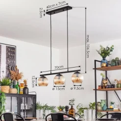 Koyoto Suspension, Boule lumineuse, Suspension Ambre, 3 lumières