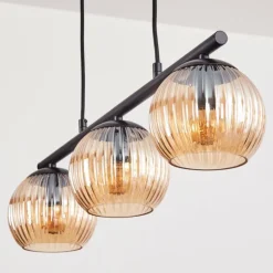Koyoto Suspension, Boule lumineuse, Suspension Ambre, 3 lumières