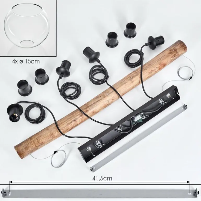 Koyoto Suspension, Boule lumineuse, Suspension Écru, Noir, 4 lumières