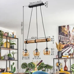 Koyoto Suspension, Boule lumineuse, Suspension Écru, Noir, 3 lumières