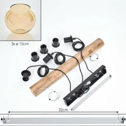 Koyoto Suspension, Boule lumineuse, Suspension Écru, Noir, 3 lumières