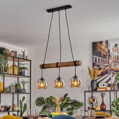 Koyoto Suspension, Boule lumineuse, Suspension Écru, Noir, 3 lumières