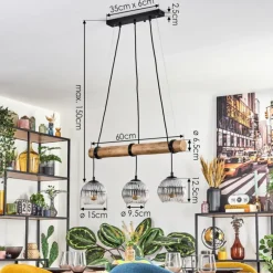 Koyoto Suspension, Boule lumineuse, Suspension Écru, Noir, 3 lumières