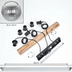 Koyoto Suspension, Boule lumineuse, Suspension Écru, Noir, 3 lumières