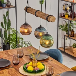 Koyoto Suspension, Boule lumineuse, Suspension Écru, Noir, 3 lumières