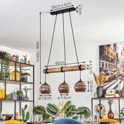 Koyoto Suspension, Boule lumineuse, Suspension Écru, Noir, 3 lumières