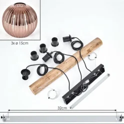 Koyoto Suspension, Boule lumineuse, Suspension Écru, Noir, 3 lumières