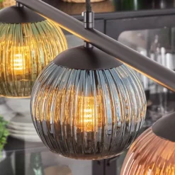 Koyoto Suspension, Boule lumineuse, Suspension Bleu, Vert, Cuivré, 4 lumières