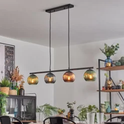 Koyoto Suspension, Boule lumineuse, Suspension Bleu, Vert, Cuivré, 4 lumières