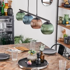 Koyoto Suspension, Boule lumineuse, Suspension Bleu, Vert, Cuivré, 4 lumières