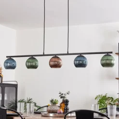 Koyoto Suspension, Boule lumineuse, Suspension Bleu, Vert, Cuivré, 5 lumières