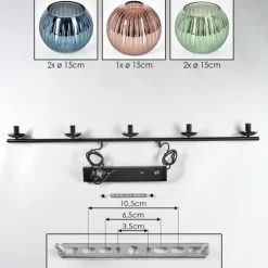 Koyoto Suspension, Boule lumineuse, Suspension Bleu, Vert, Cuivré, 5 lumières