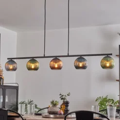 Koyoto Suspension, Boule lumineuse, Suspension Bleu, Vert, Cuivré, 5 lumières