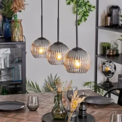 Koyoto Suspension, Boule lumineuse, Suspension Clair, Fumé, 3 lumières