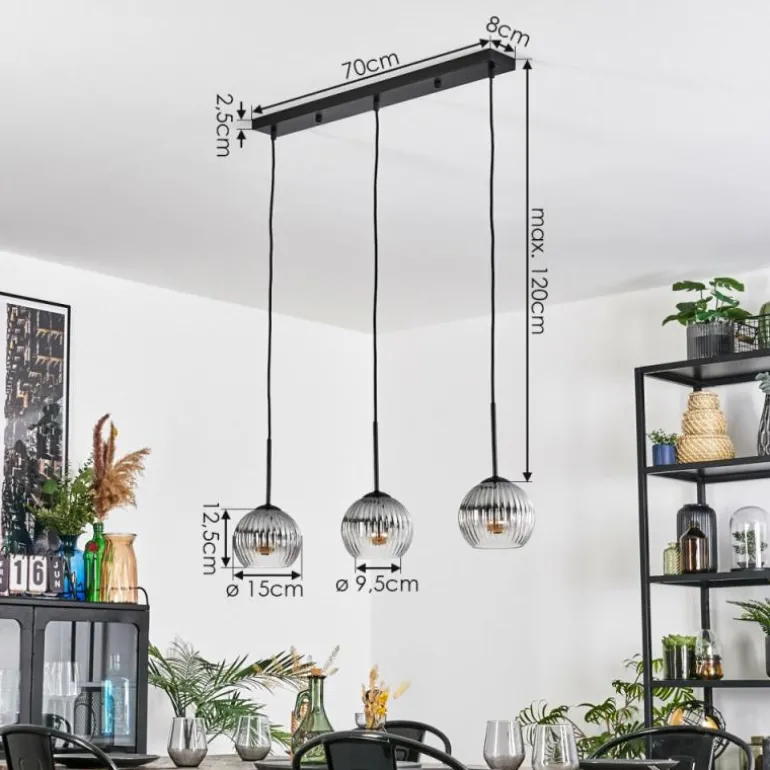 Koyoto Suspension, Boule lumineuse, Suspension Clair, Fumé, 3 lumières