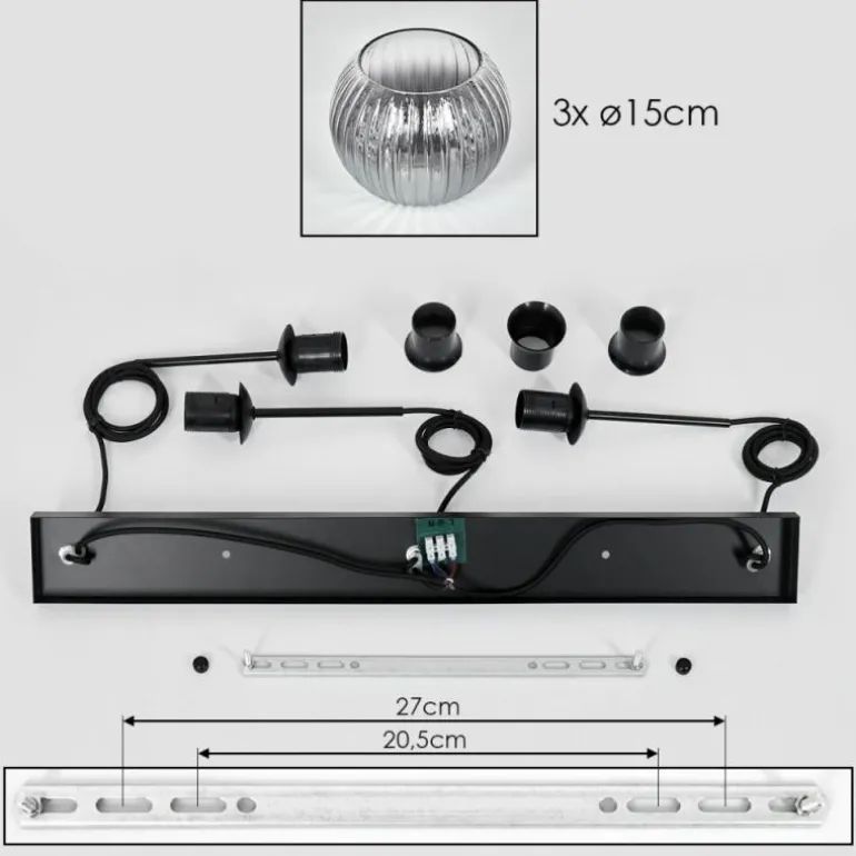 Koyoto Suspension, Boule lumineuse, Suspension Clair, Fumé, 3 lumières