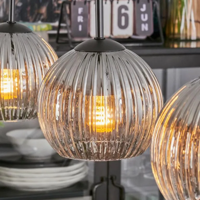 Koyoto Suspension, Boule lumineuse, Suspension Clair, Fumé, 3 lumières