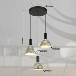 Labora Suspension Luminaires Globo Lighting LED Noir, 1 lumière