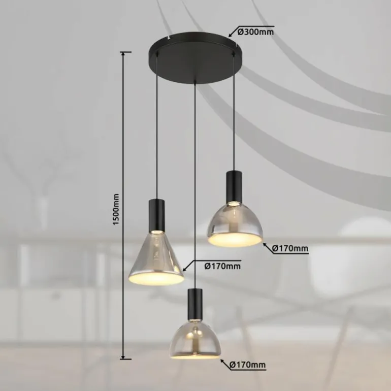 Labora Suspension Luminaires Globo Lighting LED Noir, 1 lumière