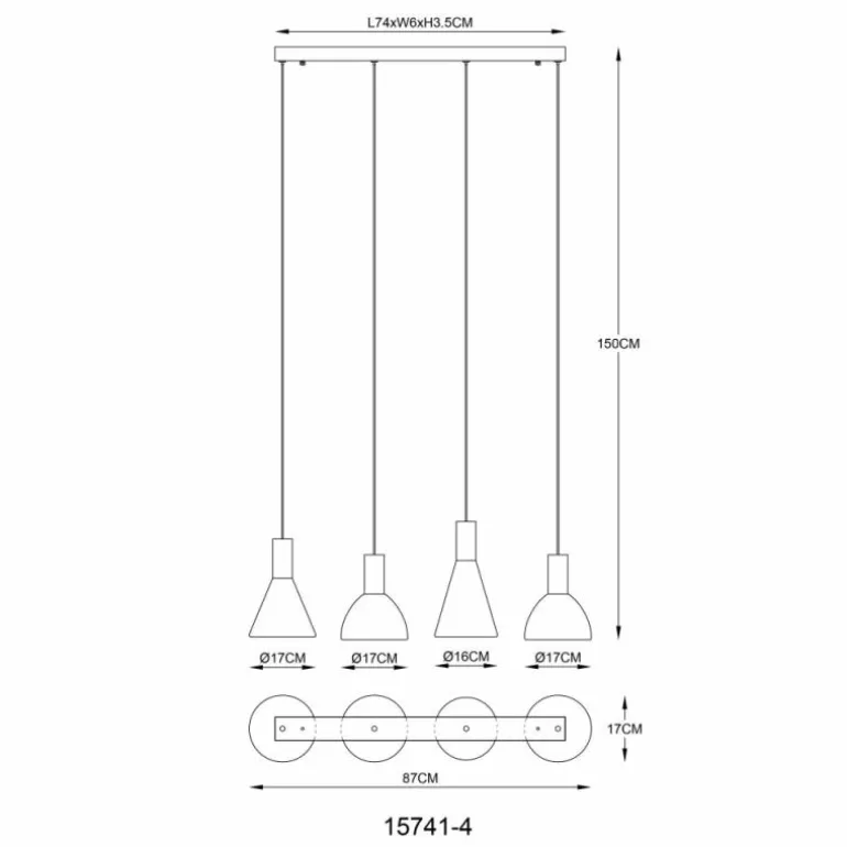 Labora Suspension Luminaires Globo Lighting LED Noir, 1 lumière