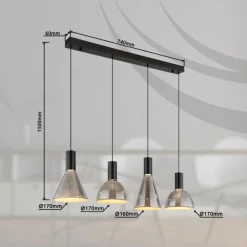 Labora Suspension Luminaires Globo Lighting LED Noir, 1 lumière