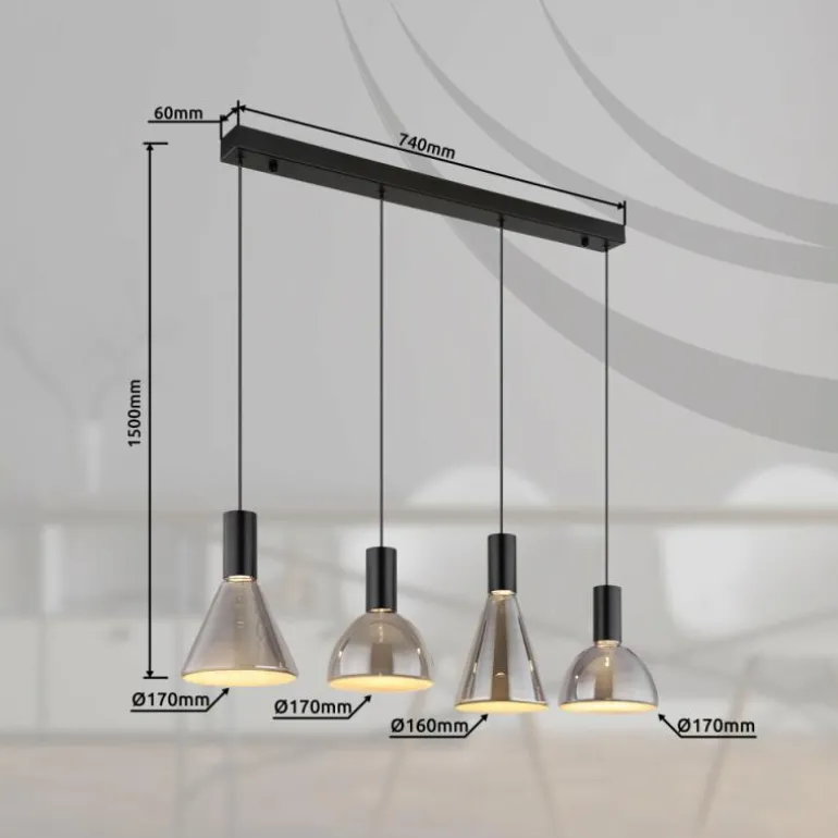 Labora Suspension Luminaires Globo Lighting LED Noir, 1 lumière
