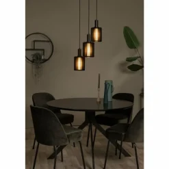LAMBRES Suspension Luminaires Lucide Noir, 3 lumières