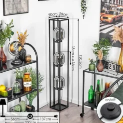 Lampadaire Arieux Noir, 3 lumières