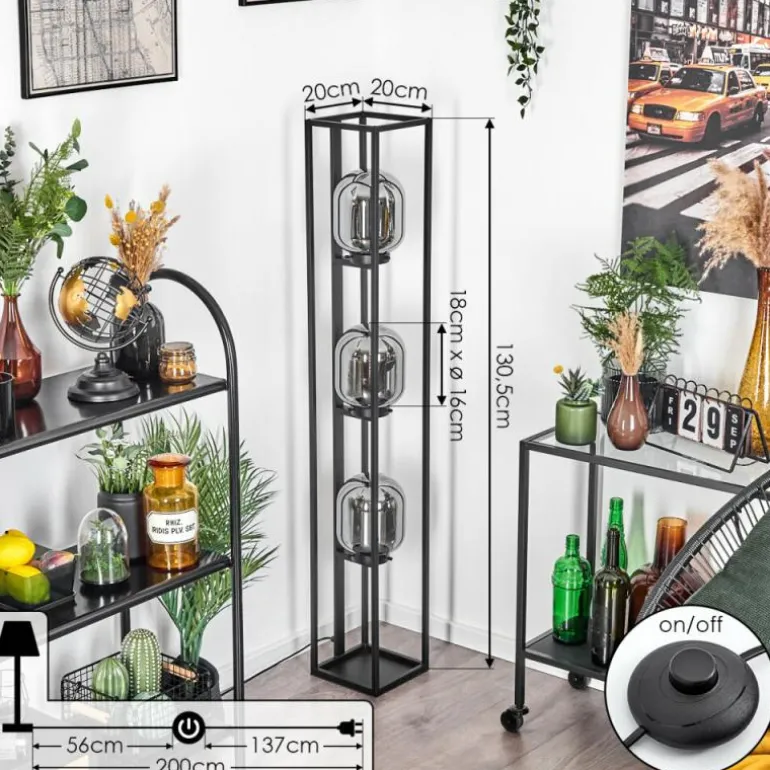 Lampadaire Arieux Noir, 3 lumières